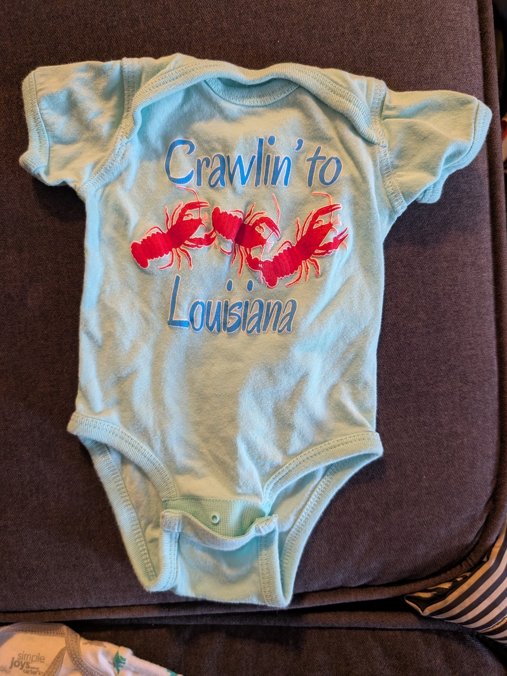 Crawlin' to Louisiana Blue Baby One-Piece